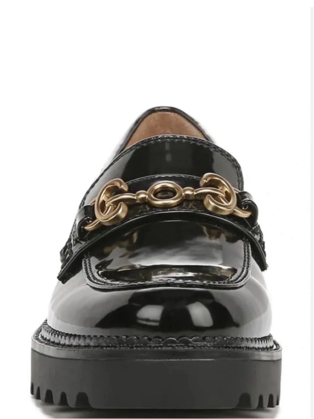 Circus by Sam Edelman Black Patent Loafer with Gold Chain